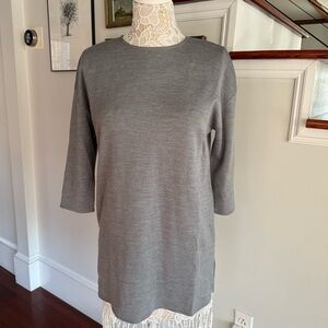ST. JOHN Gray Wool Blend Tunic Length Sweater 3/4 Sleeves Sz 4